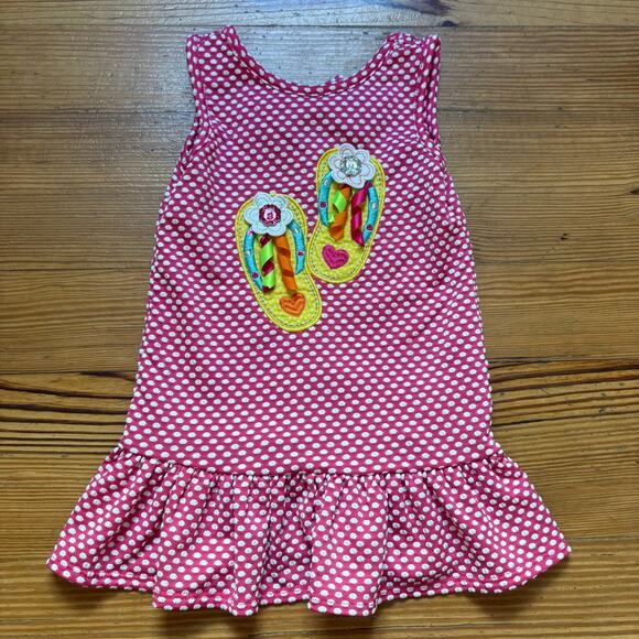 Youngland Baby pink white polka dot flip flop sleeveless toddler dress SIZE 24M - Picture 1 of 5